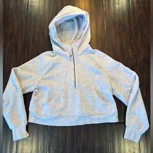 lululemon Scuba Half-Zip Hooded pullover cropped Sweatshirt  xs/s light gray EUC